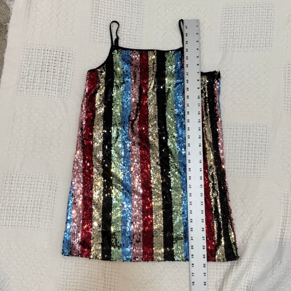 medium sequin multicolor striped mini dress metallic D4 2921 - Picture 4 of 11